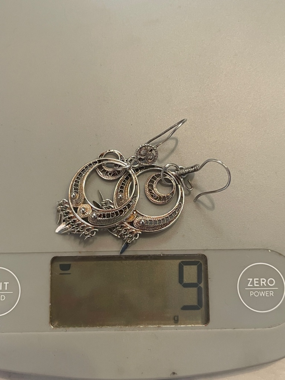 Silver filigree dangle earrings stamped Mex 925 - approx. 2.5” long (9 grams) - Picture 6 of 6